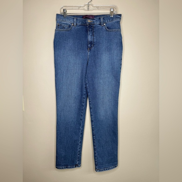 Gloria Vanderbilt Amanda Straight Leg High Rise Blue Jeans Size 12 - Picture 1 of 9